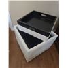 Image 3 : White Faux Leather Storage Ottoman with Removable Tray Top