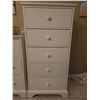 Image 1 : White Five-Drawer Wooden Tallboy Dresser with Round Knobs