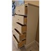 Image 2 : White Five-Drawer Wooden Tallboy Dresser with Round Knobs