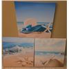 Image 1 : 3 Beach-Themed Canvas Prints Featuring Ocean, Hat, Starfish, and Message Bottle