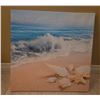 Image 2 : 3 Beach-Themed Canvas Prints Featuring Ocean, Hat, Starfish, and Message Bottle