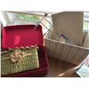 Image 5 : Lot: Soap Sense Nail Kit, Glass Purse, Glass Flower Ornament, Mirror Box, Storage Pieces