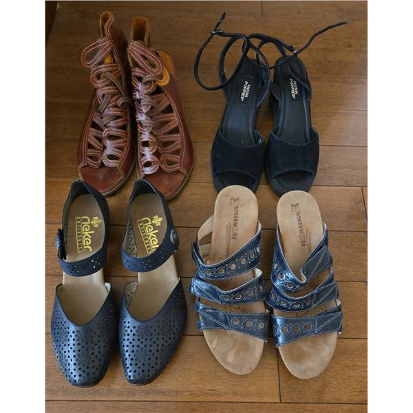 4 Pairs Women's Shoes Including Romika, Rieker, Hush Puppies and Pikolinos