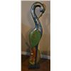 Image 2 : Painted Peacock Sculpture and Wrought Iron Plant Stand With Green Planter Pot
