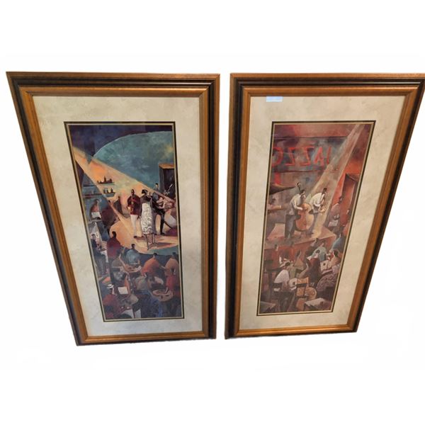 Framed Jazz Club Scene Art Prints with Matting