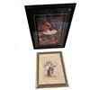 Image 1 : Two Framed Wall Art Prints: Child Bath Scene and Floral Still Life in Mixed Frames