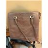 Image 6 : 4 Women's Handbags: 2 Black Leather, 1 Taupe Clutch, 1 Brown Faux Croc Shoulder Bag