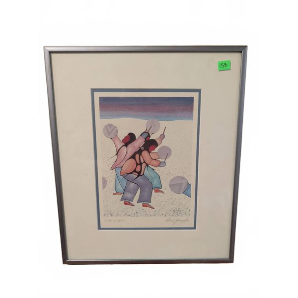 Snow Singers Print by Eddy Cobiness, Framed, Signed, with Artist Biography on Reverse