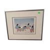 Image 1 : Framed Inuit Print "Snowfall Dance" by Pitseolak Ashoona Signed