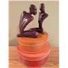 Image 2 : Abstract Minimalist Lovers Sculptures, Matte Brown, Approx. 7 in. and 8 in. Tall