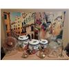 Image 2 : Kitchen Decor: Cookie Jar, Ceramic Canisters, Brass Swans, Wall Art & Glass Jars