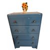 Image 1 : Blue Four Drawer Wooden Dresser With Knobs And Sunflower Motif Doorstop