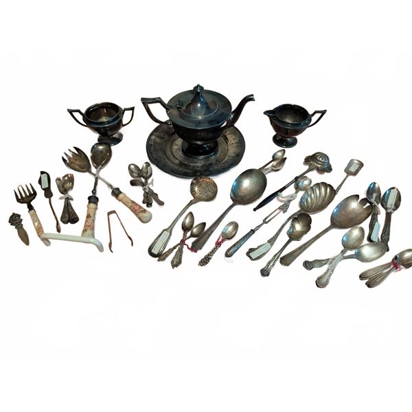 Silverplate Flatware, Viking EP Copper Teapot Set, Ornate Serving Pieces