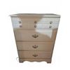 Image 1 : White Chest of Drawers with Floral Porcelain Handles and Brass Pulls, Four Large Drawers