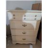 Image 2 : White Chest of Drawers with Floral Porcelain Handles and Brass Pulls, Four Large Drawers