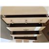 Image 5 : White Chest of Drawers with Floral Porcelain Handles and Brass Pulls, Four Large Drawers