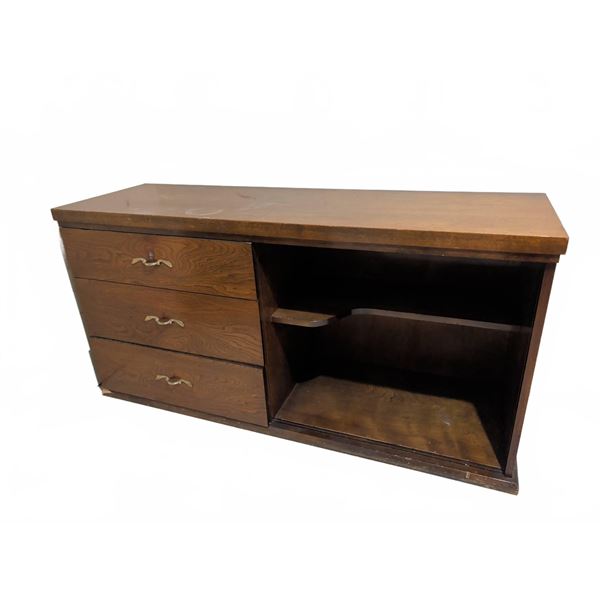 Wooden Sideboard with 3 Drawers, Open Shelf Compartment, and Detachable Legs