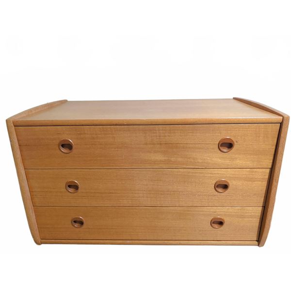 Mid-Century Modern 3-Drawer Teak Dresser with Recessed Pulls