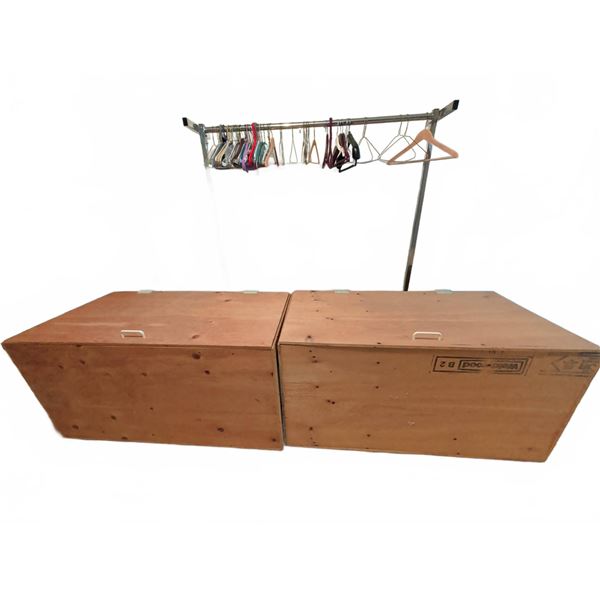 Large Wooden Storage Crates with Hinged Lids and Handles
