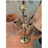 Image 3 : Brass Lamp Base With Six Assorted Pleated and Fabric Lampshades