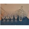 Image 2 : Cut Glass Crystal Stemware Set with Decanter, Bowl and Eight Glasses
