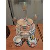 Image 2 : Italian Bartolini Plates, Creamer & Sugar, and Three Glass Candle Holders