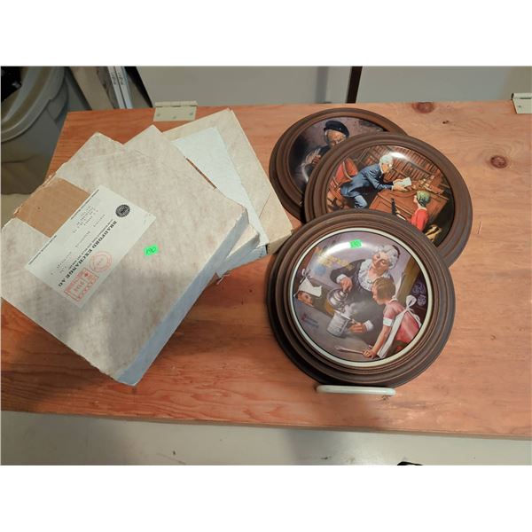 Mystery Decorative Plates with Original Mailing Box and Framed Art Scenes