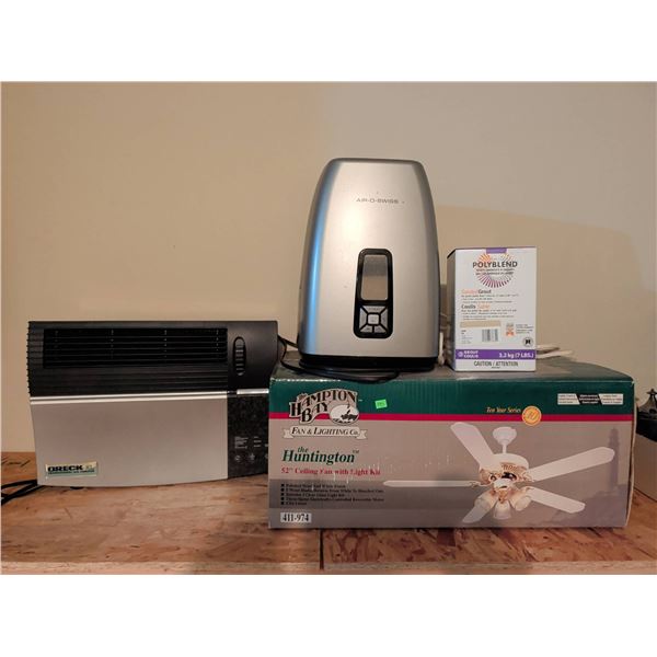 Homeowners Essentials: Hampton Bay Ceiling Fan, Oreck Air Purifier, Humidifier, Sanded Grout