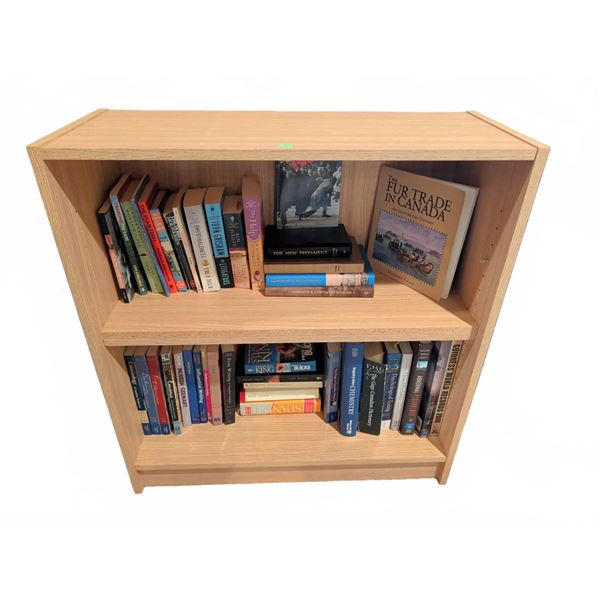 Wooden Book Shelf with Assorted Easy Reads and Criminology, Academic, and History Books