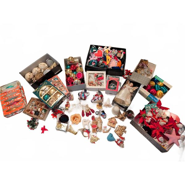 Large Assortment of Christmas Ornaments and Decorations Including NOMA Ornamotion