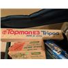 Image 5 : Coleman Picnic Stove, Sanyo Touriste Iron, Topman E3 Tripod, Chair & Plastic Bin
