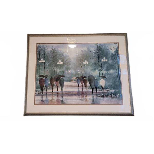 Framed Print of Five Horses Standing in Pastoral Setting