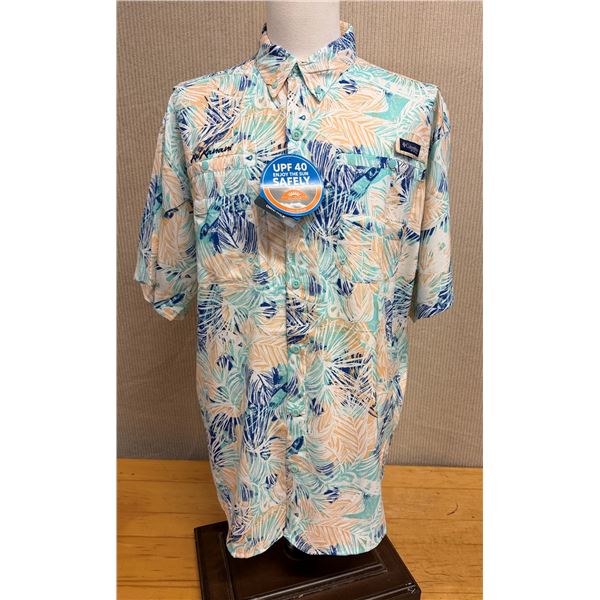 Men's Size XL Super Tamiami Short Sleeve Shirt, Mixed Leaf Pattern