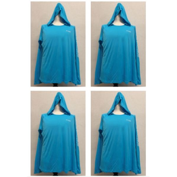 Qty 4 Women's Size XXL Tidal Tee Blue Long Sleeve Hoodies