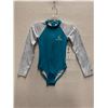 Image 2 : Women's Size 8 GSEA7227 Teal Long-Sleeve One-Piece Rash Guard Swimsuit UPF 50