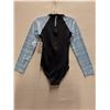 Image 2 : Women's Size 14 GMAF7464 Black Long-Sleeve One-Piece Rash Guard Swimsuit UPF 50