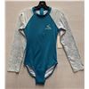 Image 1 : Women's Size 14 GSEA7227 Teal Long-Sleeve One-Piece Rash Guard Swimsuit UPF 50