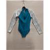 Image 2 : Women's Size 6 GSEA7227 Teal Long-Sleeve One-Piece Rash Guard Swimsuit UPF 50