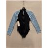 Image 2 : Women's Size 10 GMAF7464 Black Long-Sleeve One-Piece Rash Guard Swimsuit UPF 50