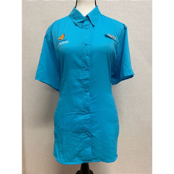Women's Size XL Tamiami II Turquoise Blue Short Sleeve Shirt