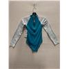 Image 2 : Women's Size 8 GSEA7227 Teal Long-Sleeve One-Piece Rash Guard Swimsuit UPF 50