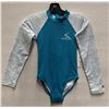 Image 1 : Women's Size 8 GSEA7227 Teal Long-Sleeve One-Piece Rash Guard Swimsuit UPF 50