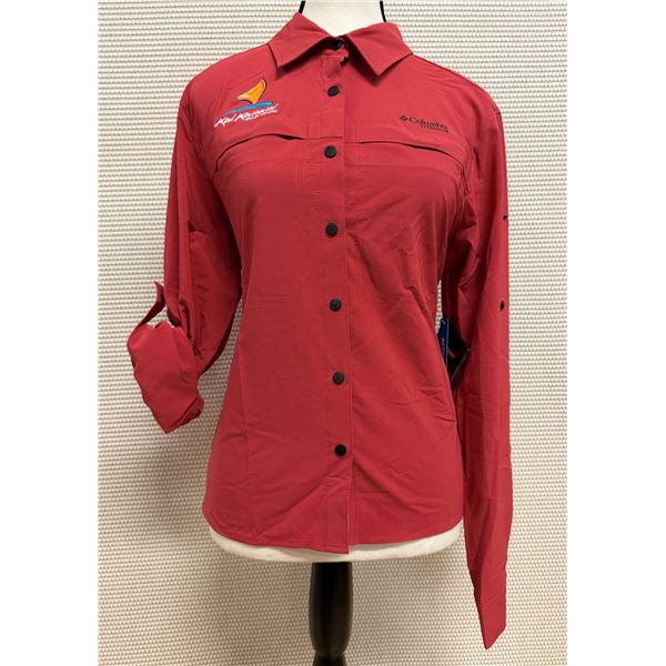 Women's Size M Summit Valley Red Woven Long Sleeve Shirt