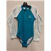 Image 1 : Women's Size 14 GSEA7227 Teal Long-Sleeve One-Piece Rash Guard Swimsuit UPF 50