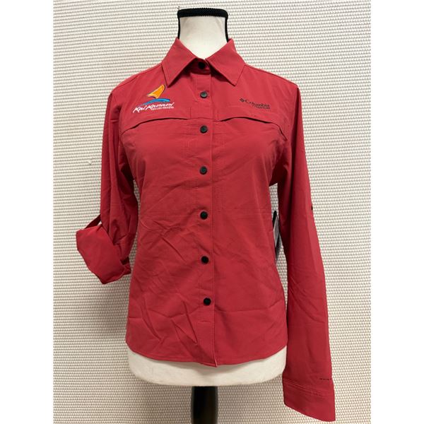 Women's Size XS Summit Valley Red Woven Long Sleeve Shirt