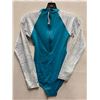 Image 2 : Women's Size 10 GSEA7227 Teal Long-Sleeve One-Piece Rash Guard Swimsuit UPF 54