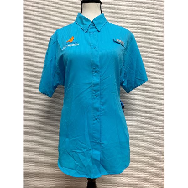 Women's Size L Tamiami II Turquoise Blue Short Sleeve Shirt
