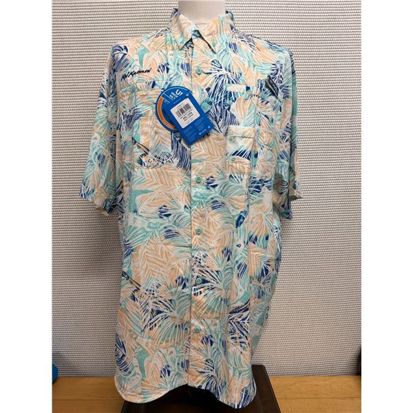 Men's Size XXL Super Tamiami II Short Sleeve Shirt, Mixed Leaf Pattern