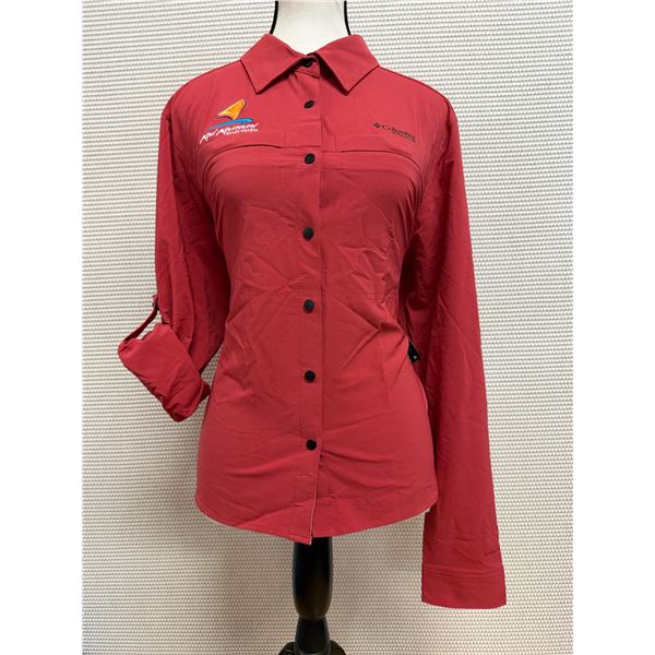 Women's Size L Summit Valley Red Woven Long Sleeve Shirt
