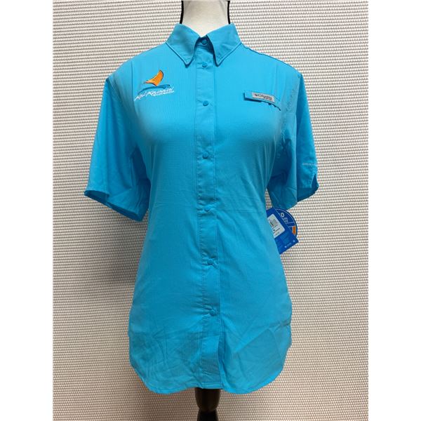 Women's Size M Tamiami II Turquoise Blue Short Sleeve Shirt